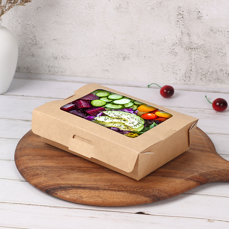 Uchampak - Sushi container, disposable kraft paper takeaway box with transparent lid food container Bio Box - Image 6