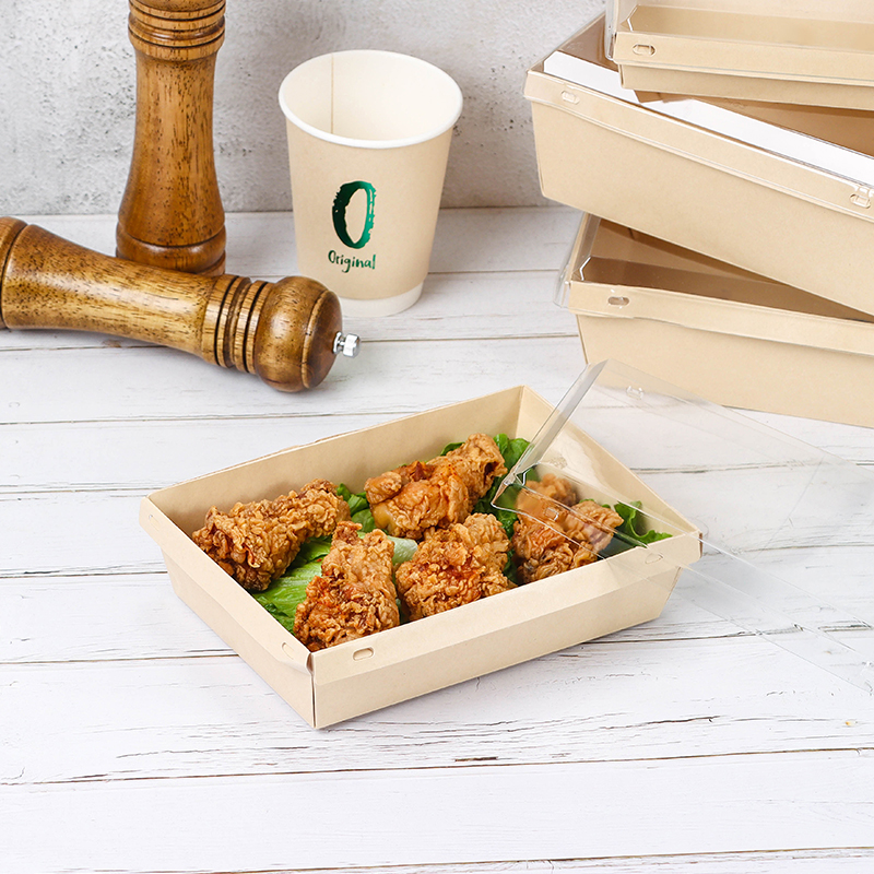 Uchampak - New Design Cardboard Paper Pasta Paper Box Eco-Friendly Paper Take-out Boxes LAMINATED KRAFT BOX WITH CLEAR PET LID Bio Box - Image 6
