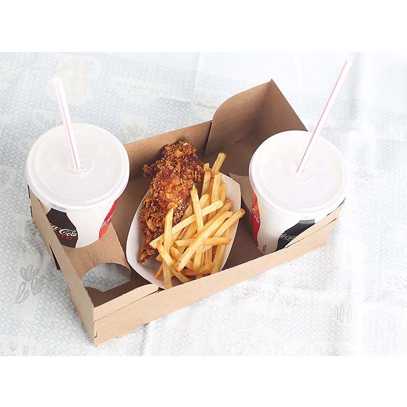 Uchampak - Paper Food Trays Disposable Kraft Paper Food Serving Tray Grease Resistant Boat Recyclable and Fully Biodegradable Eco Friendly Food Tray5