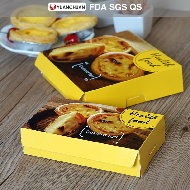 Uchampak - Food garde offset printed egg tart packaging box Window & Foldable Pak