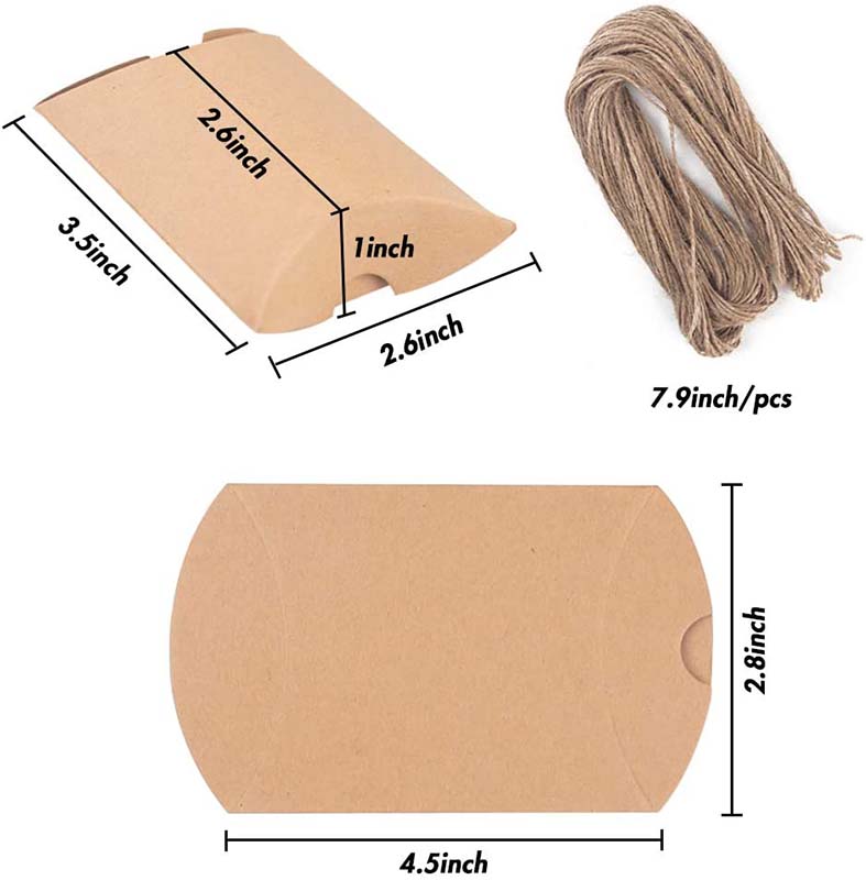 Uchampak- Kraft Pillow Boxes Gift Boxes, Mini Favor Boxes for Packaging Small Business Jewelry Window & Foldable Pak - Image 3