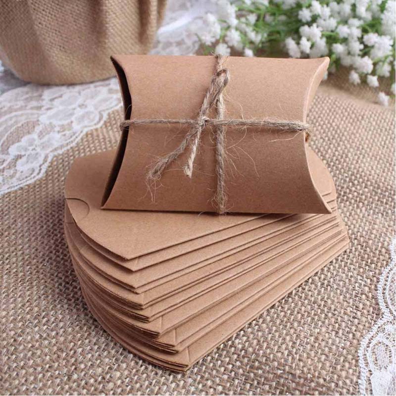 Uchampak- Kraft Pillow Boxes Gift Boxes, Mini Favor Boxes for Packaging Small Business Jewelry Window & Foldable Pak - Image 6