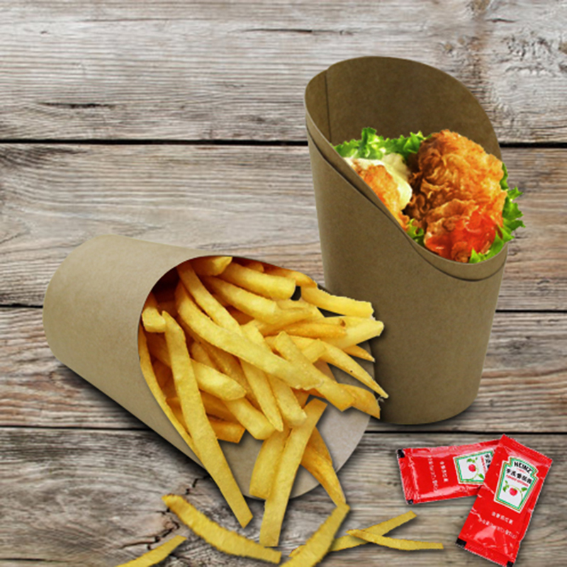 Uchampak - paper pommes frites paper bags or cone package Single wall cup