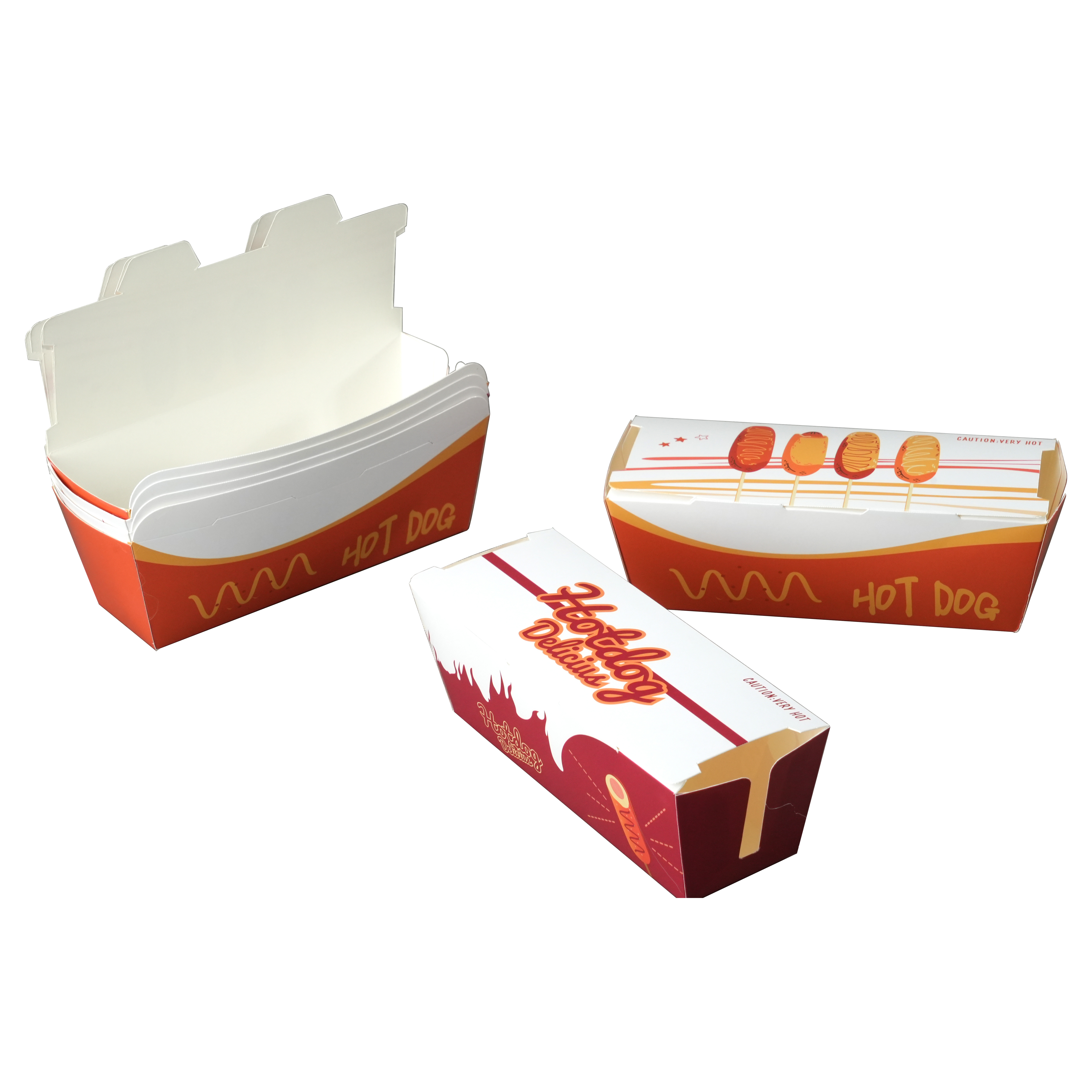 Uchampak -Cheap Price custom print logo white Paper Packaging takeaway Food Grade Fast Food Hot Dog Box packaging