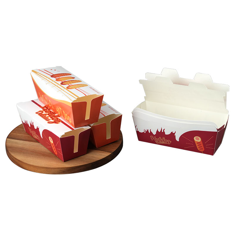 Uchampak -Hot sale custom food grade white paper Custom Print Logo Street Food Cheese Hot Dog Packaging Paper Box