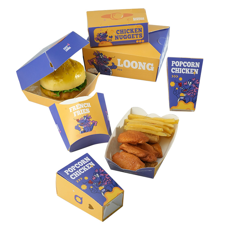 Hot selling Take Away Food packaging Boxes custom printing Hamburger French fries popcorn chicken nuggets fried chicken - Image 3