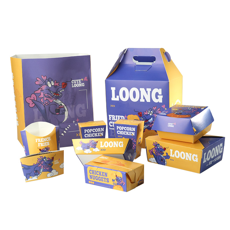 Hot selling Take Away Food packaging Boxes custom printing Hamburger French fries popcorn chicken nuggets fried chicken - Image 5