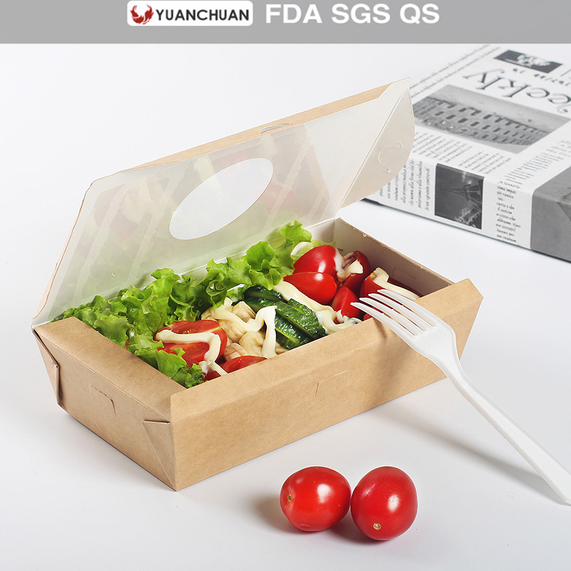 Uchampak - Biodegradable kraft paper delivery fruit container Window & Foldable Pak