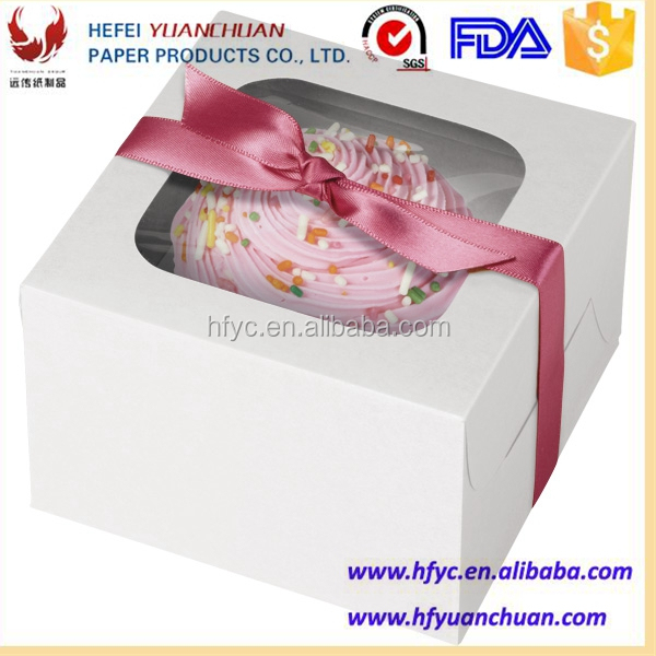 Uchampak - White Single Cheap Cupcake Box For Sale Wholesale With Window And Insert Window & Foldable Pak - Image 3