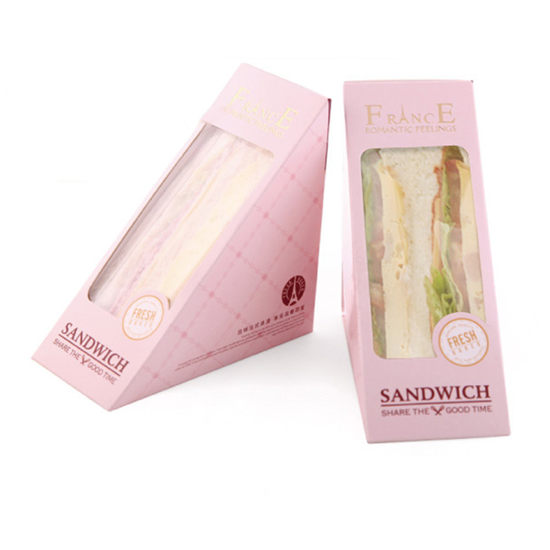 Uchampak - Custom printed triangle sandwich paper packaging box with window Window & Foldable Pak - Image 3