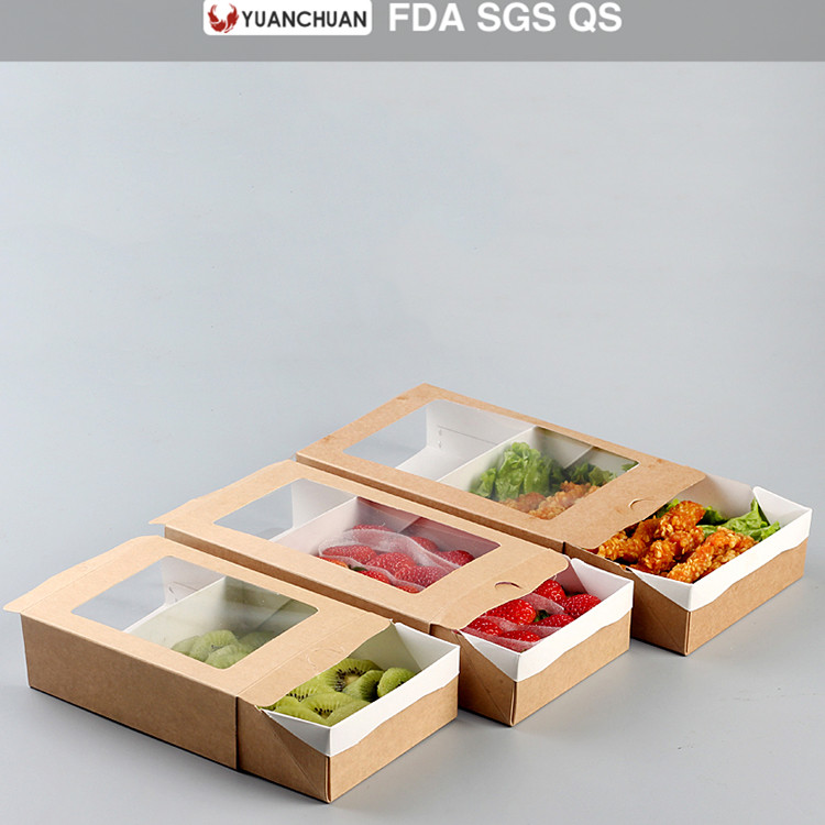 Uchampak - Custom size printed rectangular fruit salad box for restaurant Window & Foldable Pak