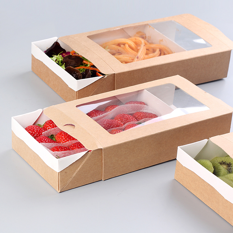 Uchampak - New design paper fruit salad box with drawn type Window & Foldable Pak - Image 4
