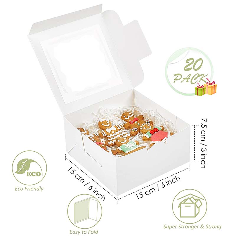 Uchampak- Foldable cake box, space-saving suitable for dessert and biscuit boxes Cake box with window