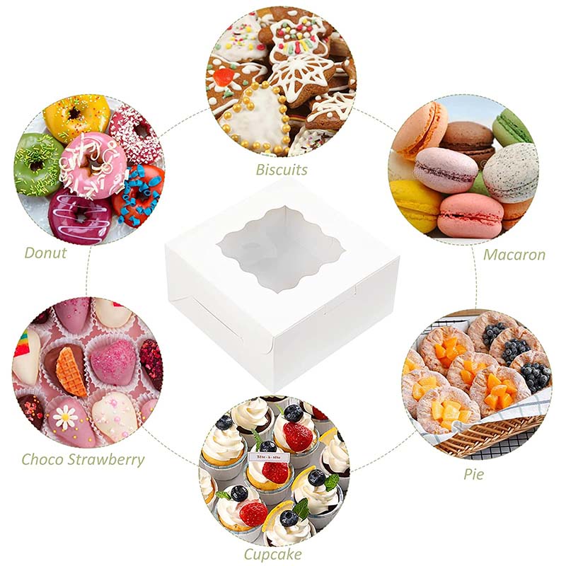 Uchampak- Foldable cake box, space-saving suitable for dessert and biscuit boxes Cake box with window - Image 3