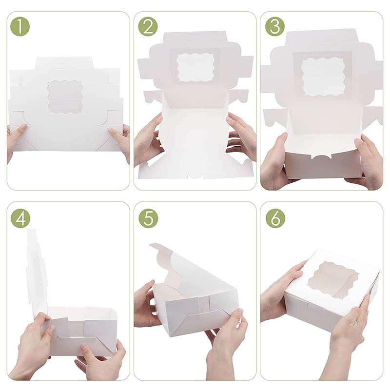 Uchampak- Foldable cake box, space-saving suitable for dessert and biscuit boxes Cake box with window - Image 5