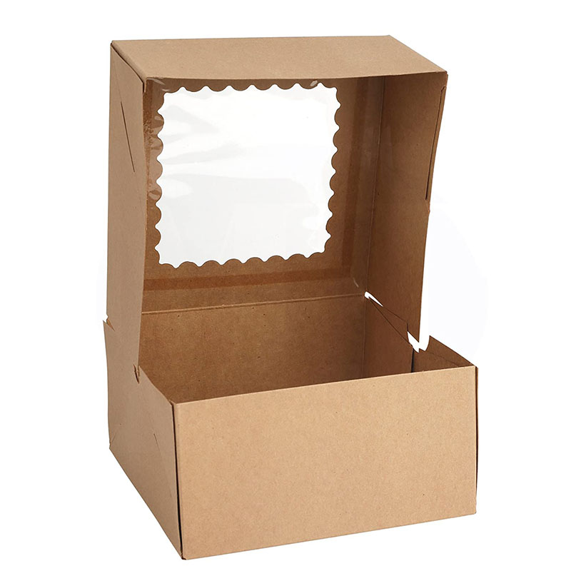 Uchampak - Foldable cake box, space-saving cardboard with window, suitable for dessert and biscuit boxes - Image 3