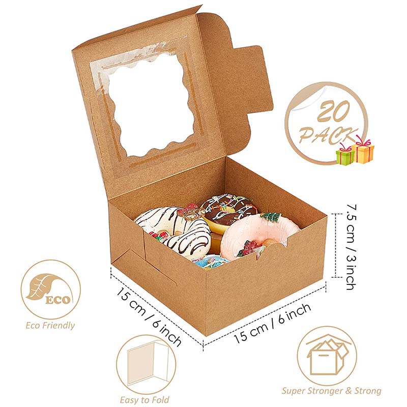 Uchampak- Foldable cake box, space-saving cardboard with window suitable for dessert and biscuit boxes