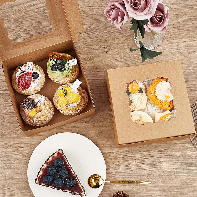 Uchampak- Foldable cake box, space-saving cardboard with window suitable for dessert and biscuit boxes - Image 4