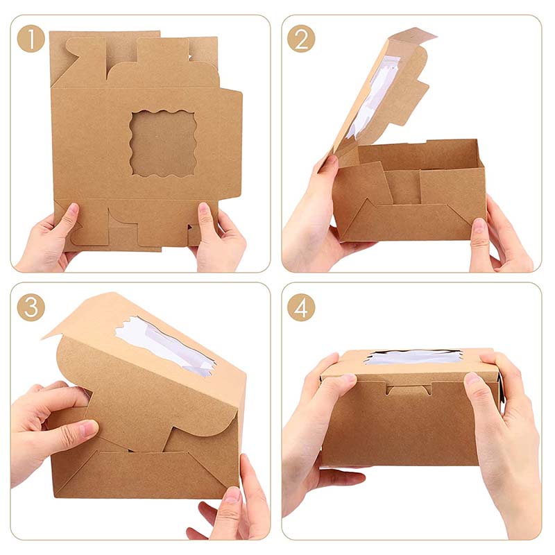 Uchampak- Foldable cake box, space-saving cardboard with window suitable for dessert and biscuit boxes - Image 5
