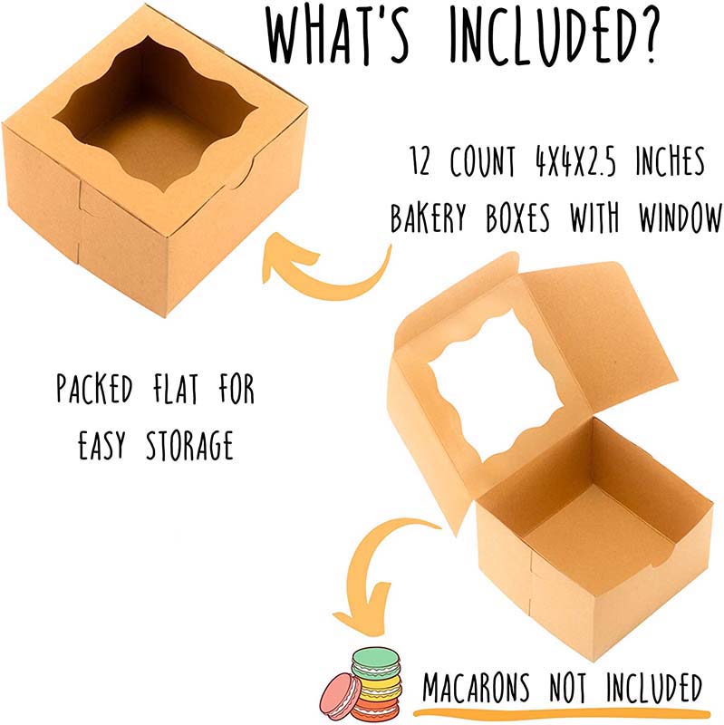 Uchampak- Foldable cake box, space-saving cardboard with window, suitable for dessert and boxes Cake box with window