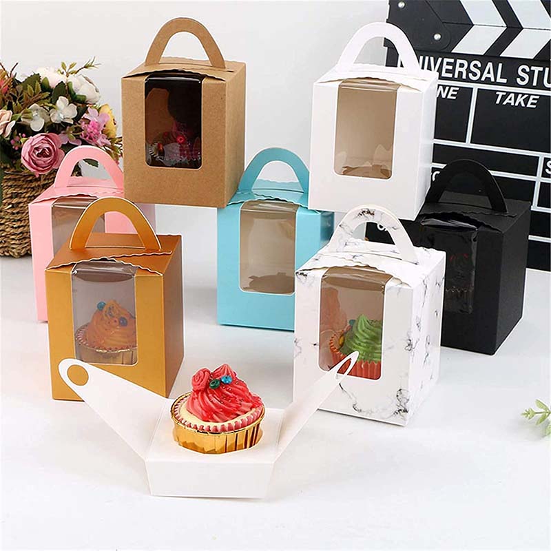 Uchampak- Foldable Bakery Boxes with Window Pastry Boxes for Cupcakes Candy Window & Foldable Pak4