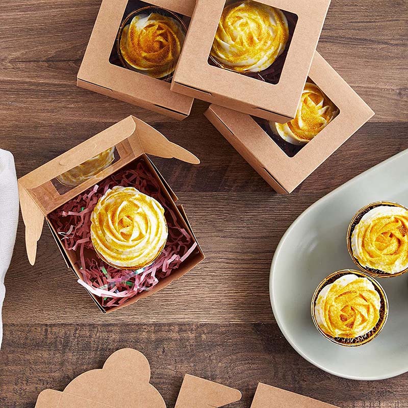 Uchampak- Brown Bakery Boxes for Pies, Pastries, Smash Hearts, Strawberries and Muffins Window & Foldable Pak - Image 6