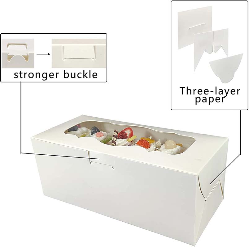 Uchampak- Brown Cake Box with Window Kraft Paper Boxes for Pastry, Cupcake, Pie, Donut Window & Foldable Pak - Image 3