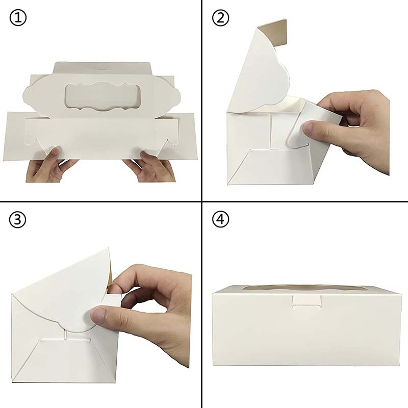 Uchampak- Brown Cake Box with Window Kraft Paper Boxes for Pastry, Cupcake, Pie, Donut Window & Foldable Pak - Image 5