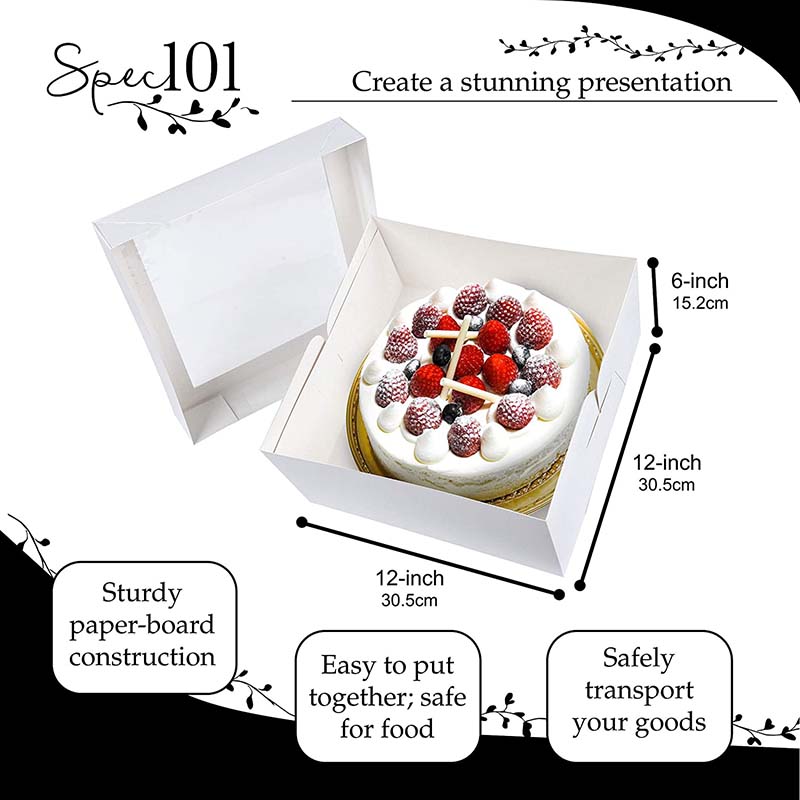 Uchampak- Boxes Cookie Boxes with Windows for Pies, Pastries, Smash Hearts, Strawberries Window & Foldable Pak - Image 3