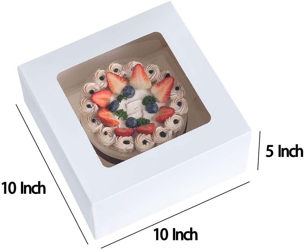 Uchampak- Brown Bakery Cake Cookie Boxes with Windows for Pies, Pastries, Smash Hearts, Strawberries and Muffins