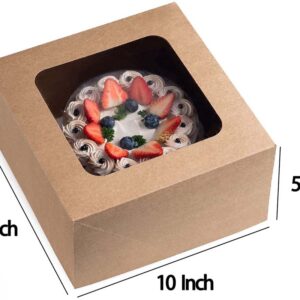 Uchampak - Brown Bakery Cake Boxes Cookie Boxes  for Pies Strawberries and Muffins Window & Foldable Pak