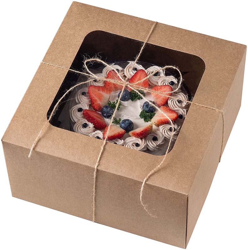 Uchampak - Brown Bakery Cake Boxes Cookie Boxes for Pies Strawberries and Muffins Window & Foldable Pak - Image 4