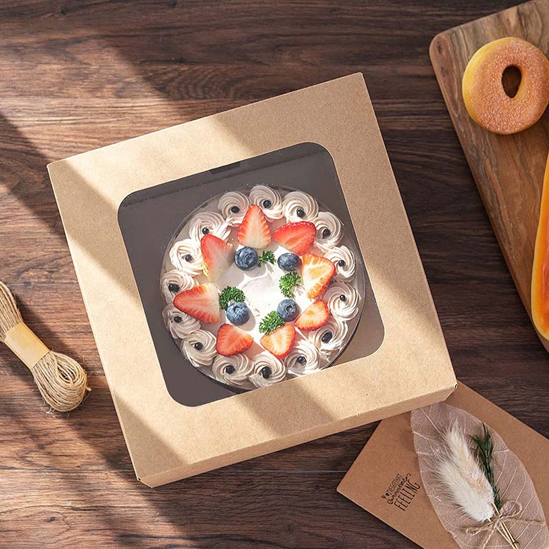 Uchampak - Brown Bakery Cake Boxes Cookie Boxes for Pies Strawberries and Muffins Window & Foldable Pak - Image 5