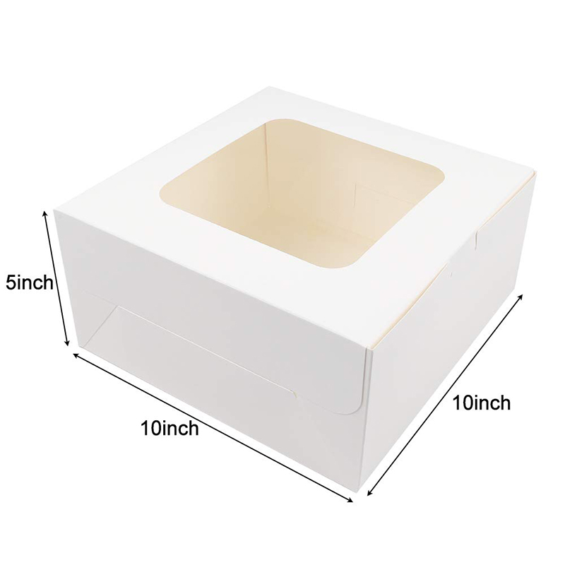 Uchampak - White Bakery Pie Boxes Auto-Popup Natural Disposable Pastries Boxes Bluk Window & Foldable Pak