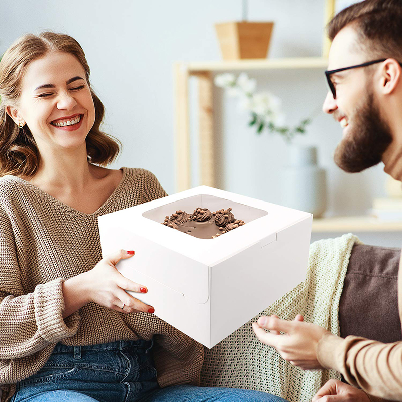 Uchampak - White Bakery Pie Boxes Auto-Popup Natural Disposable Pastries Boxes Bluk Window & Foldable Pak - Image 6