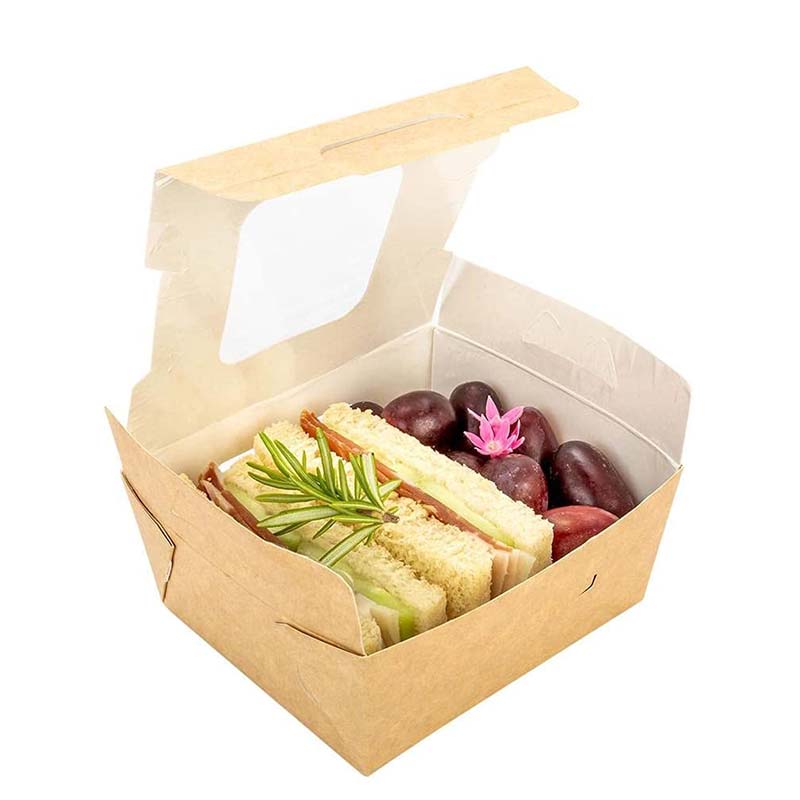Uchampak - Window Small Cake Box Kraft Paper Treat Boxes for Pastry, Cupcakes, Pie, Donuts Window & Foldable Pak