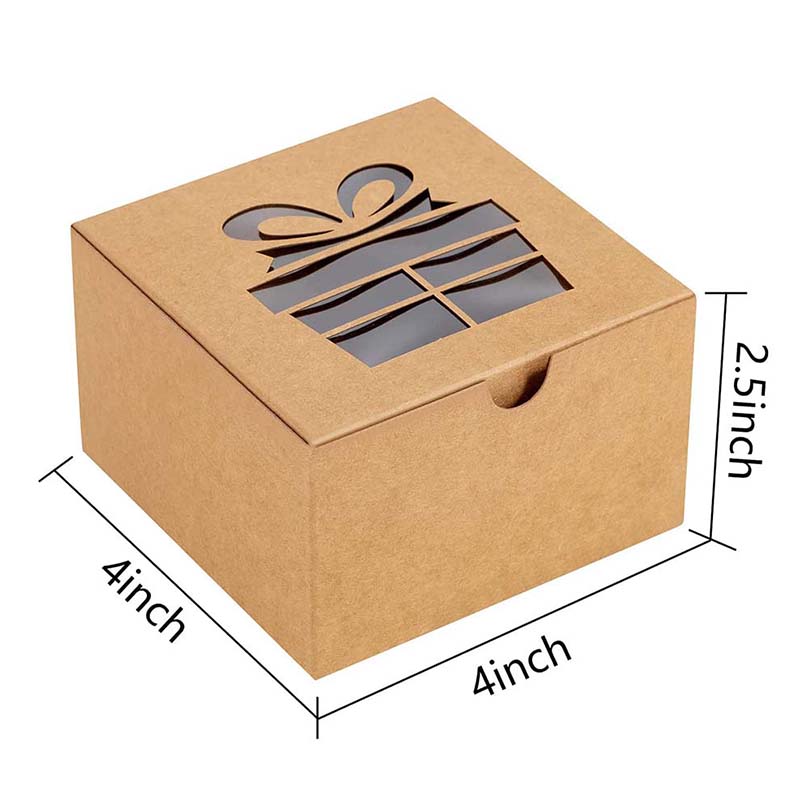 Uchampak- Bakery Boxes with Window Small Cake Box Kraft Paper Treat Boxes for Pastry Donuts Window & Foldable Pak - Image 3