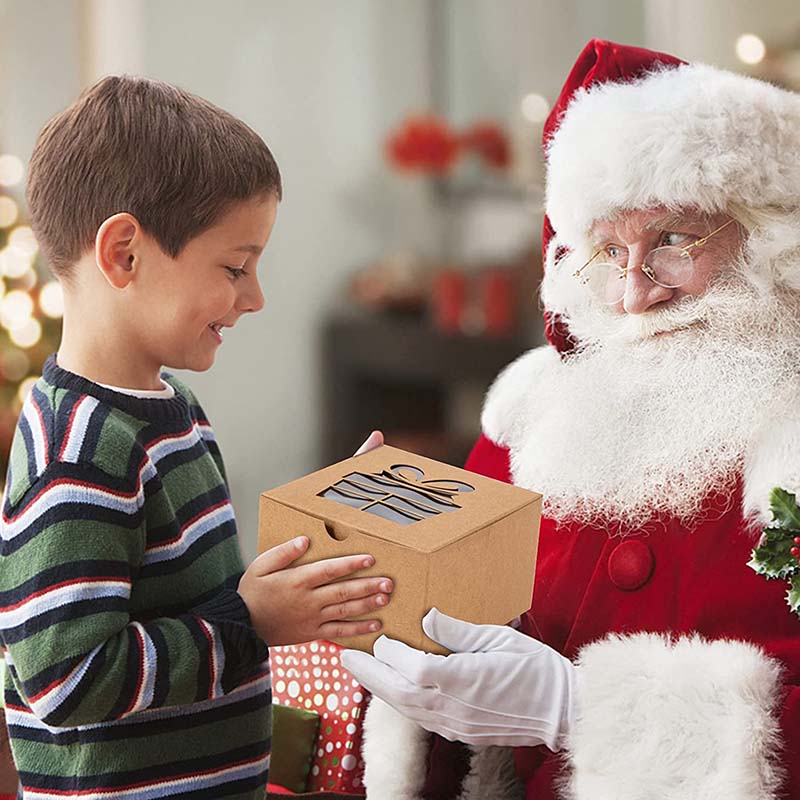 Uchampak- Bakery Boxes with Window Small Cake Box Kraft Paper Treat Boxes Donuts Window & Foldable Pak - Image 6