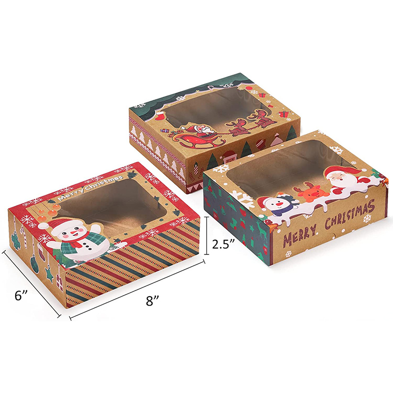 Uchampak - Party Box with Window Small Cake Box Kraft Paper Treat Boxes for Pastry Window & Foldable Pak1