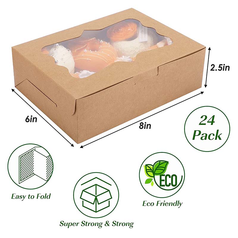 Uchampak- craft paper box for pies and biscuit boxes Disposable take away sushi to go box natural Window & Foldable Pak