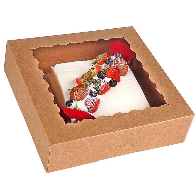 Uchampak- Takeaway Box Disposable Paper Sandwich Craft Wedge Box With Window Cake Window & Foldable Pak - Image 4