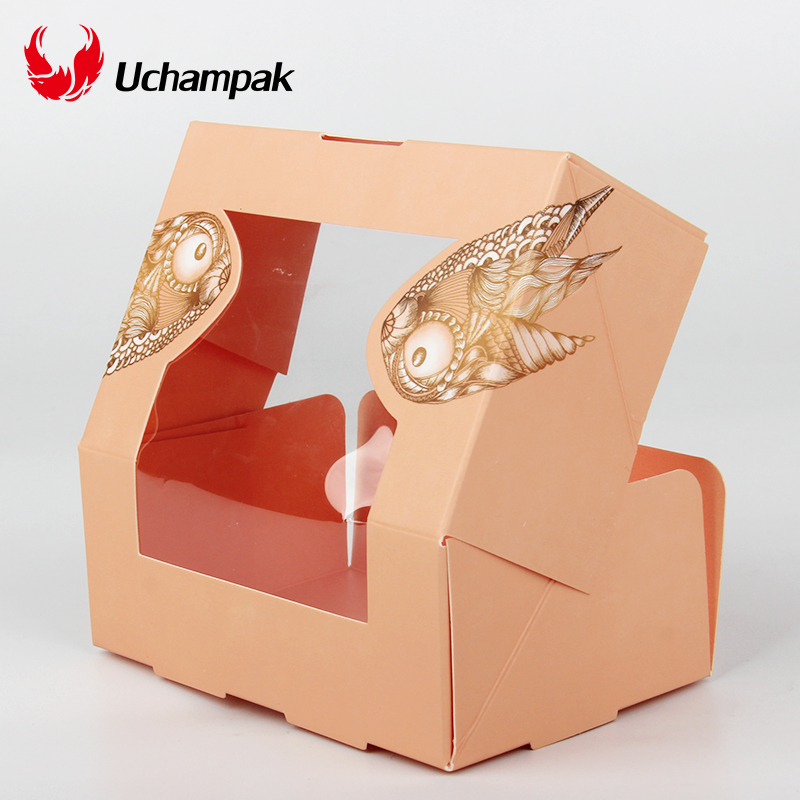 Uchampak-Customized take away paper sushi box with window manufacture