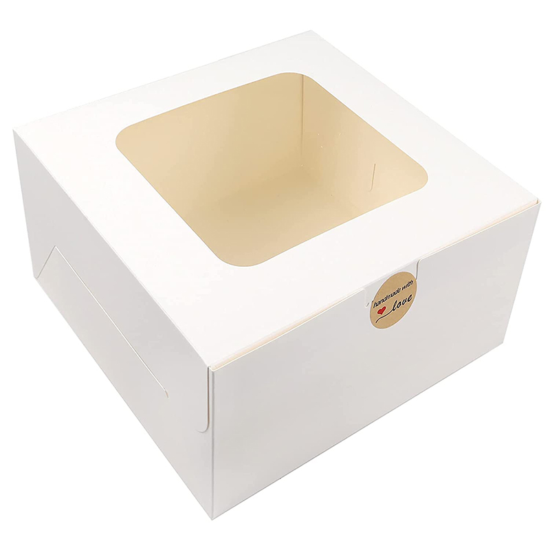 Uchampak - Auto-Popup Natural Bluk White Bakery Pie Boxes,Cardboard Cookie Box with Window & Foldable Pak - Image 7