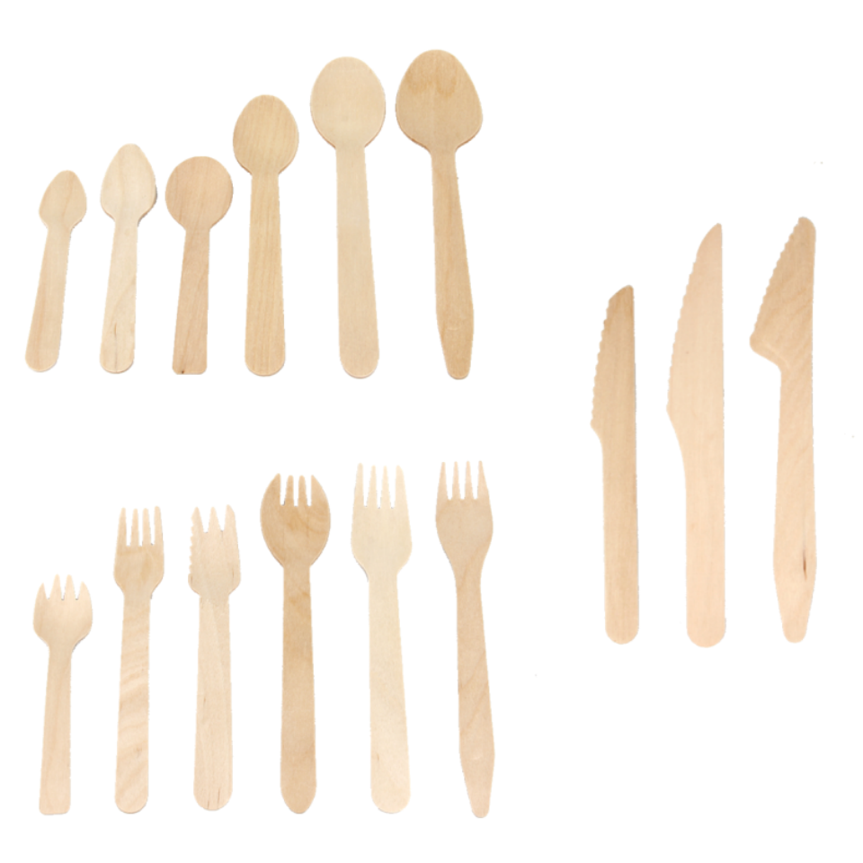Uchampak Wholesale Wooden Cutlery Sets – Multi Size Fork Spoon Knife for Food Service