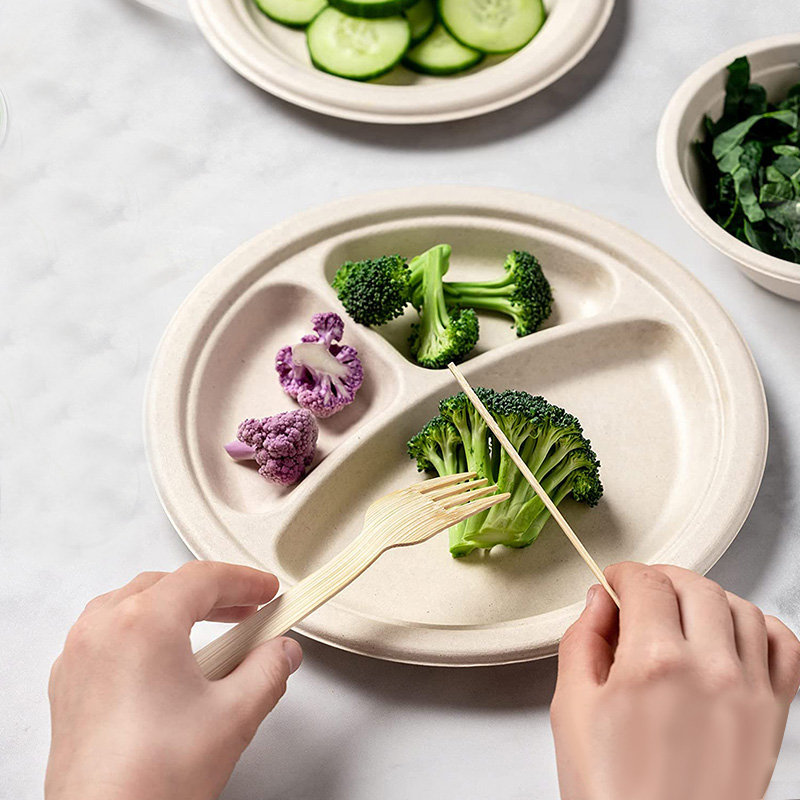 Uchampak Disposable Bamboo Cutlery Forks Spoons Knives Cutlery Bamboo Disposable Utensils