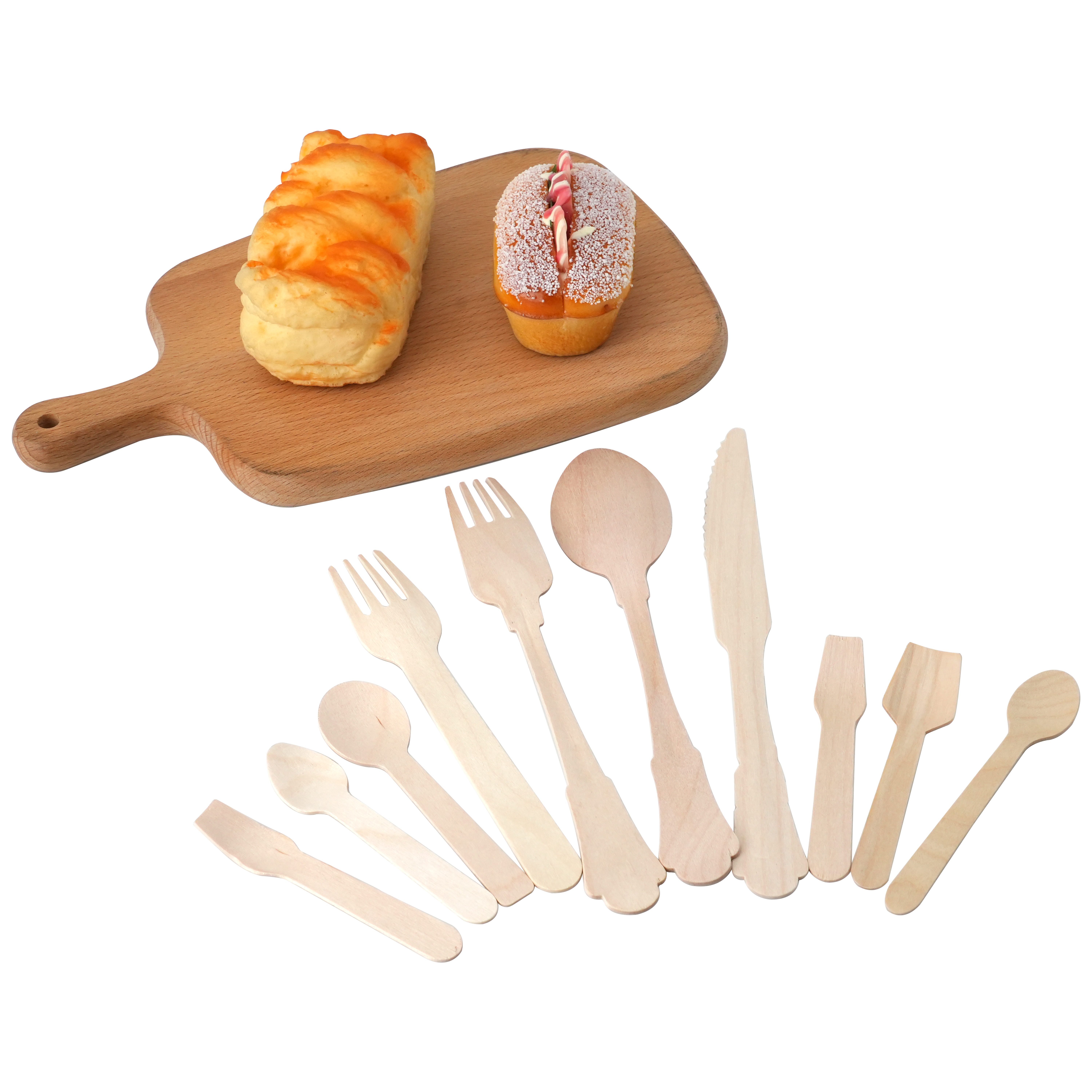 150 piece 160mm disposable wooden spoon knife and fork cutlery set