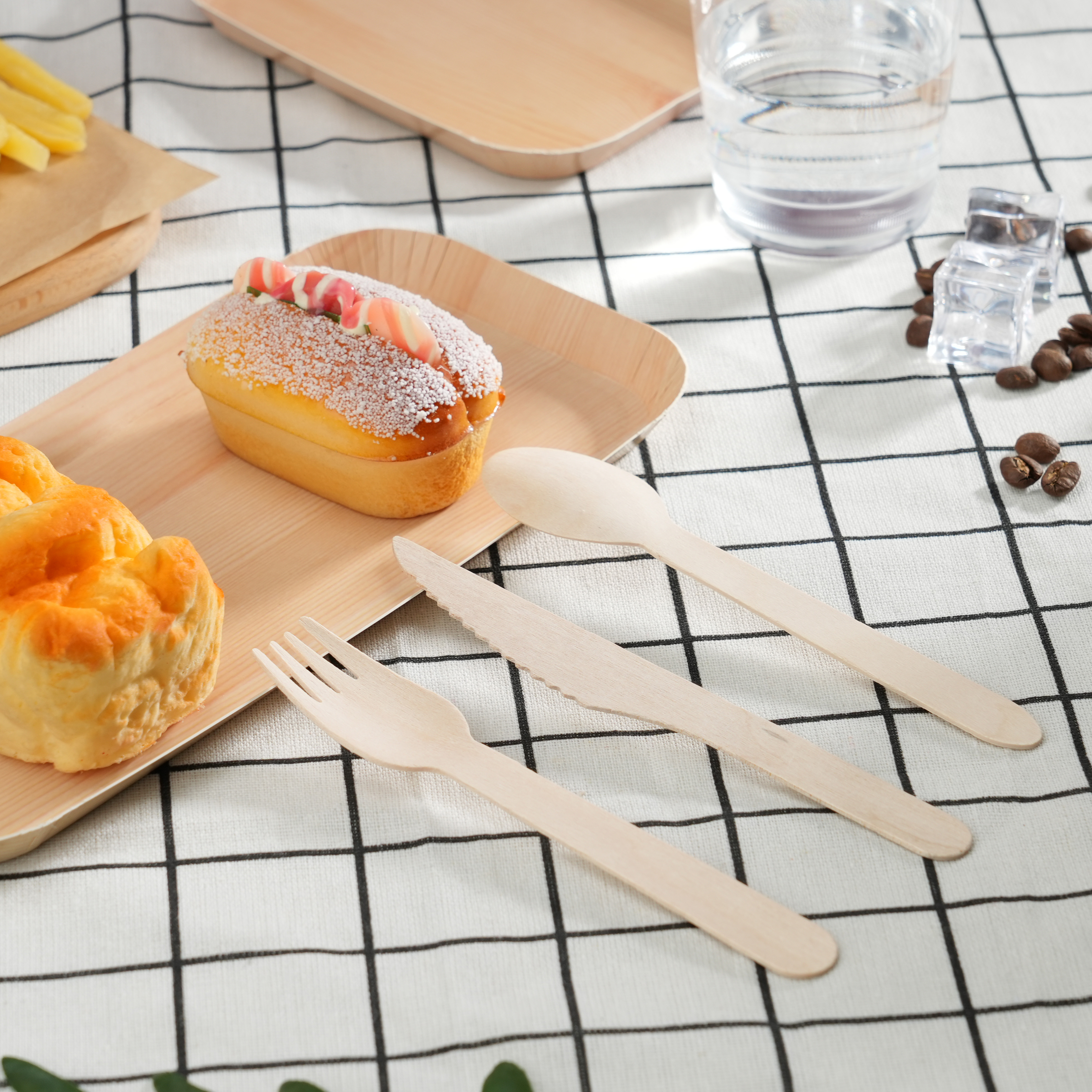 Uchampak-Hot selling wholesale eco friendly disposable bamboo cutlery set ice cream spoon bamboo spoon fork and knife - Image 3