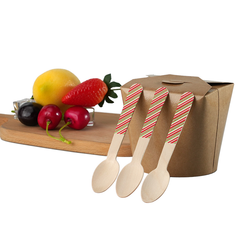 Uchampak-Food Grade high quality Disposable Wood Salad Spoons custom logo Biodegradable ice cream small Wooden spoon