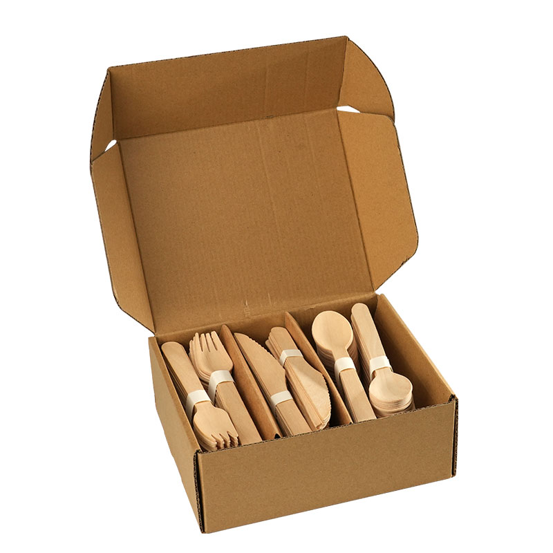 Ready Bulk Eco-friendly Birch Wood 216pcs 160mm Bamboo Fork Spoon Knife Set Disposable Bamboo Cutlery Sets