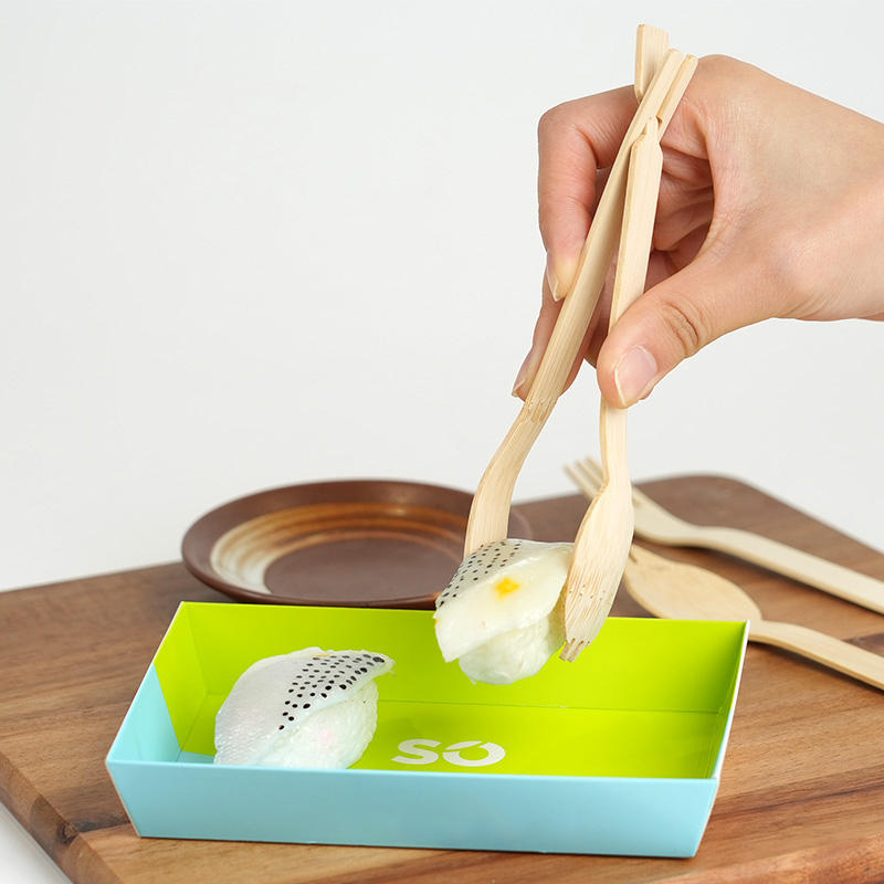 Uchampak Bulk Multi-Function Bamboo Spork – Convertible Fork Spoon to Tongs for Food Service